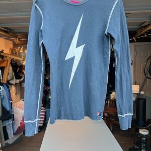Aviator Nation Blue Bolt Long Sleeve Thermal Large Size Unisex Sizing